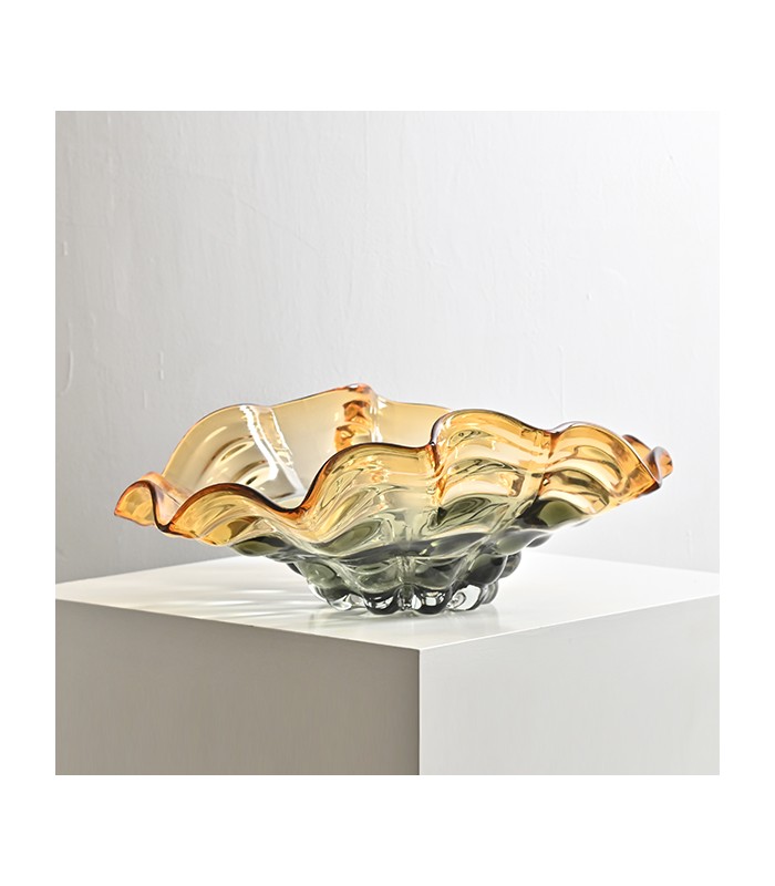 Cuenco de Vidrio Magma Naranjo/Gris