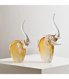 Elefante de Vidrio Transparente/Naranjo M