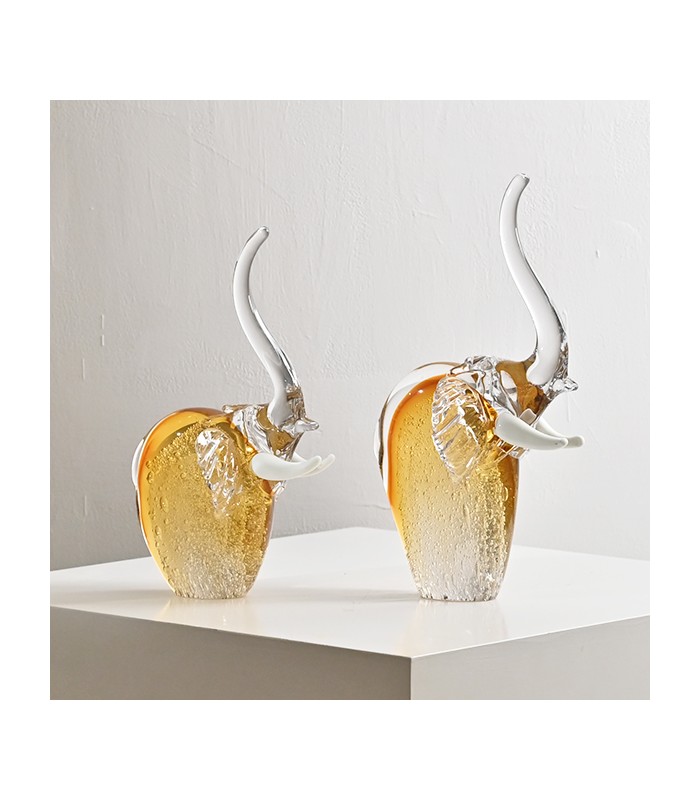 Elefante de Vidrio Transparente/Naranjo S