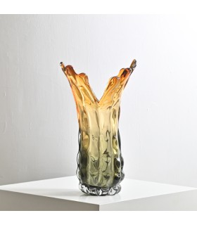 Florero Vidrio Volcán Naranjo/Gris