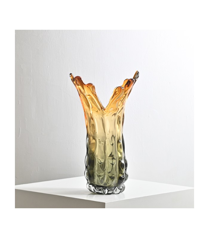 Florero Vidrio Volcán Naranjo/Gris