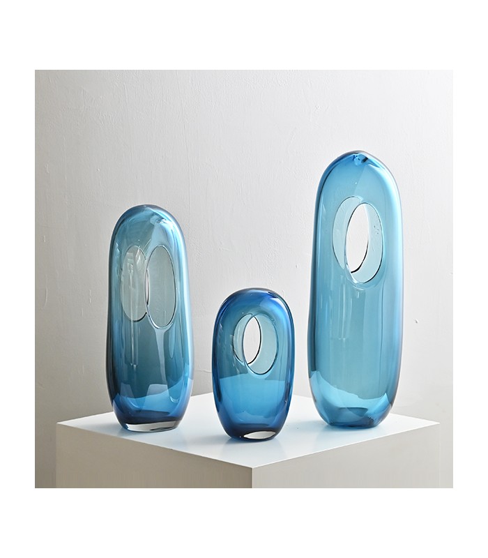 Florero Vidrio Ojal Azul S