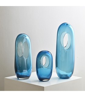 Florero Vidrio Ojal Azul M