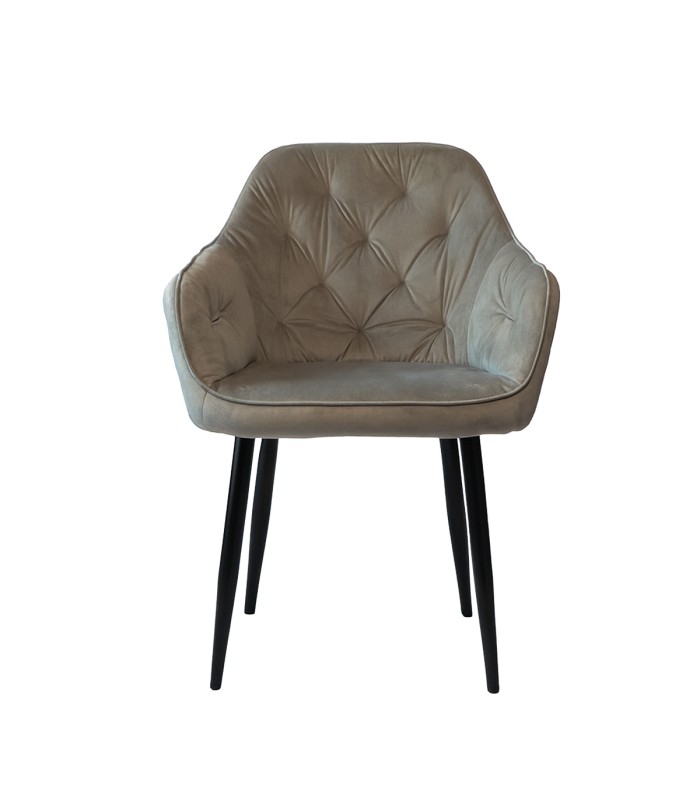 Poltrona Caroline – Velvet Gris, Fierro y Madera