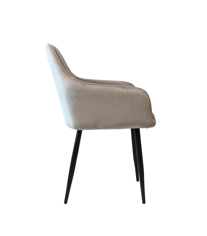 Poltrona Caroline – Velvet Gris, Fierro y Madera