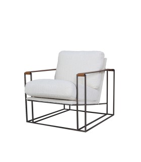 Poltrona Watson cuero blanco/caramelo