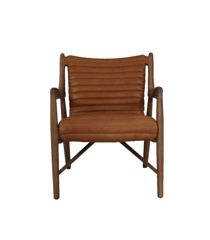 poltrona Elliah walnut cuero y madera