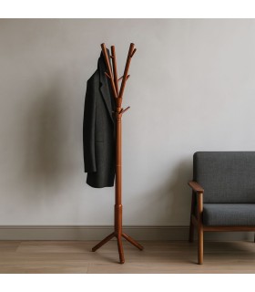 Perchero de pedestal «Manhattan» de Madera de Fresno Americano natural 47x47x180