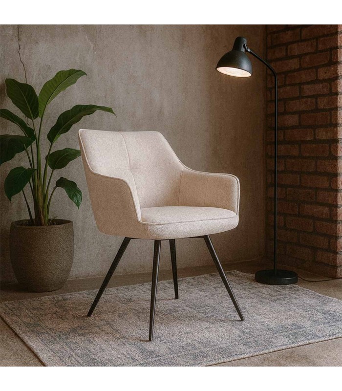 Silla Oliver Con Brazos Tela Gris