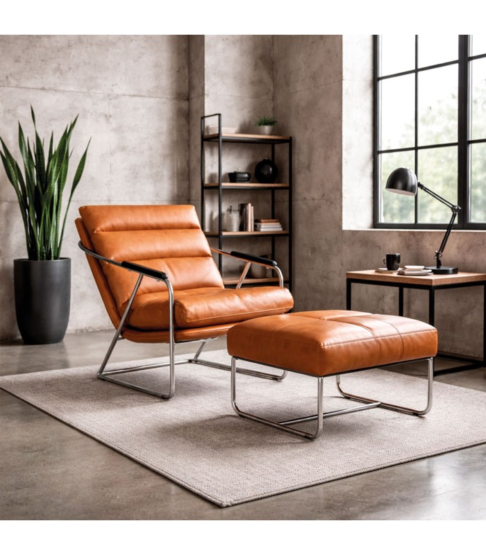 Poltrona Huaru con Apoya Pies – Ecocuero Naranjo