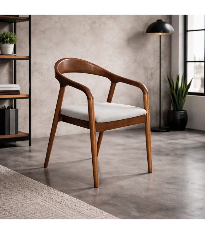 Silla Gyven – Lino y Madera Tono Walnut