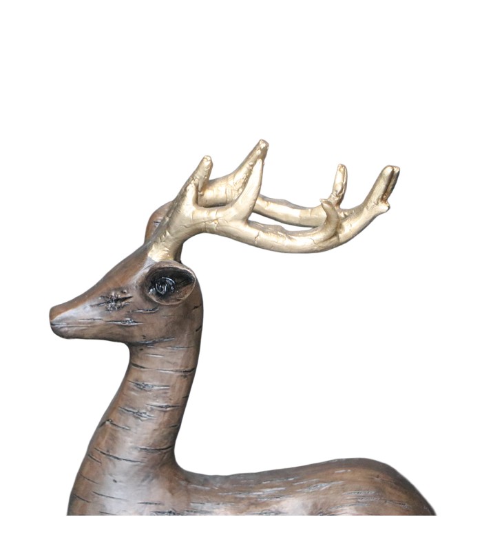ADORNO VENADO BAMBI ACOSTADO POLIRESINA COÑAC 28X10X27CM
