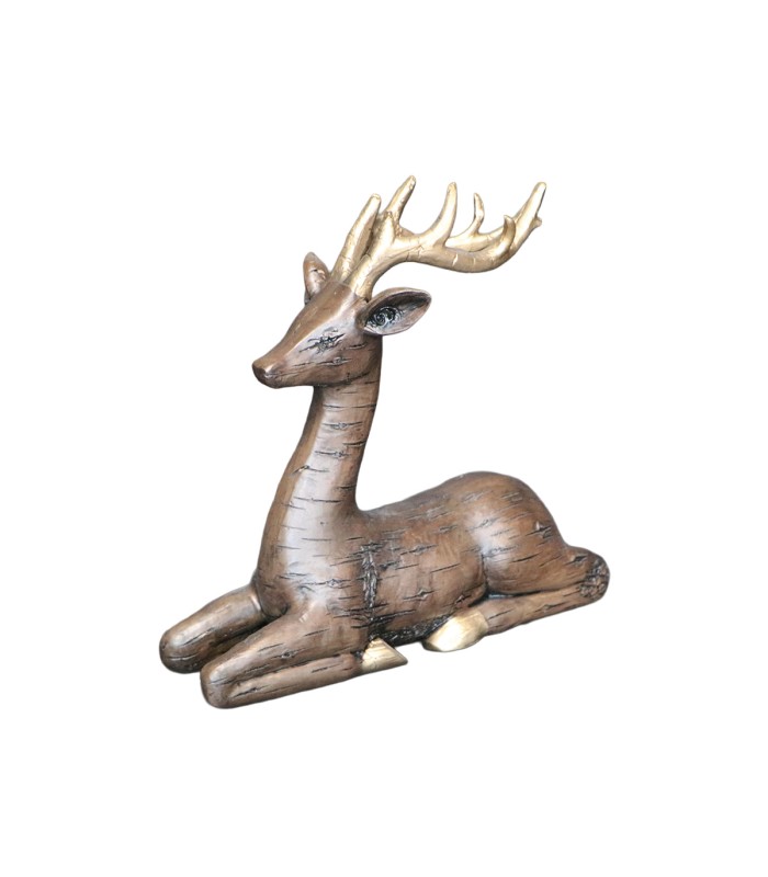 ADORNO VENADO BAMBI ACOSTADO POLIRESINA COÑAC 28X10X27CM