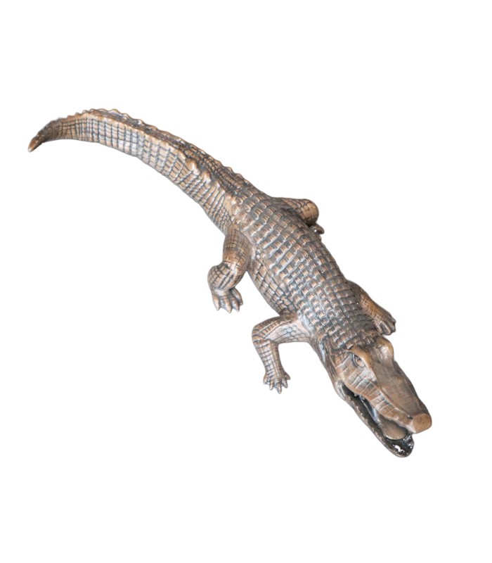 ADORNO COCODRILO DECORATIVO POLIRESINA GRIS