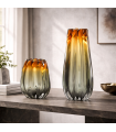 Florero Erupción de Vidrio Soplado Ámbar y Gris – Tamaño M