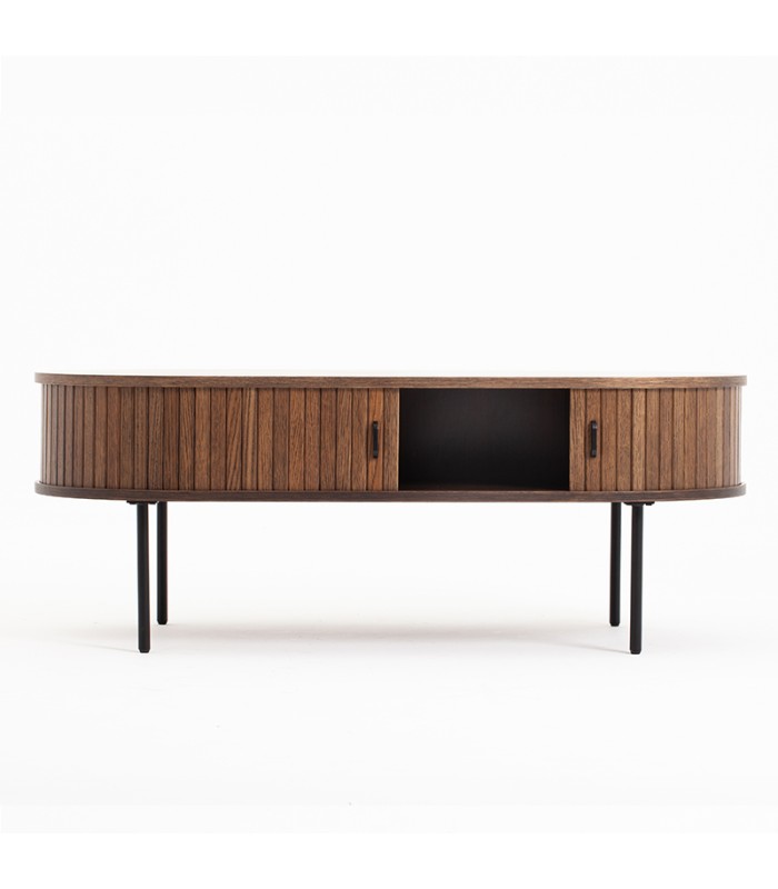 MESA DE CENTRO OSLO DE PUERTA CORREDERA, MADERA DE ROBLE AMERICANO MORO