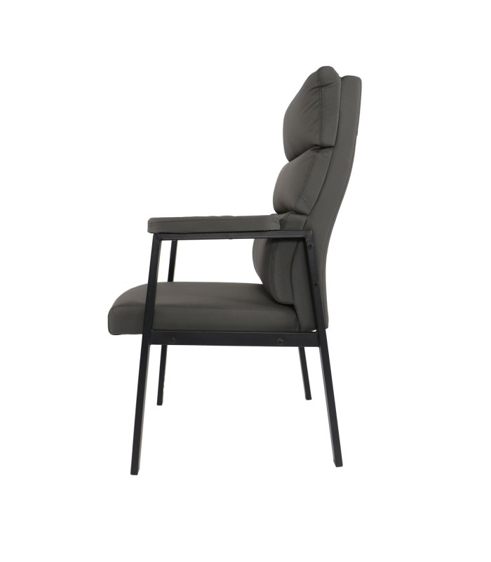 Silla Ejecutiva Hamilton, Eco-Cuero y Acero Negro Opaco