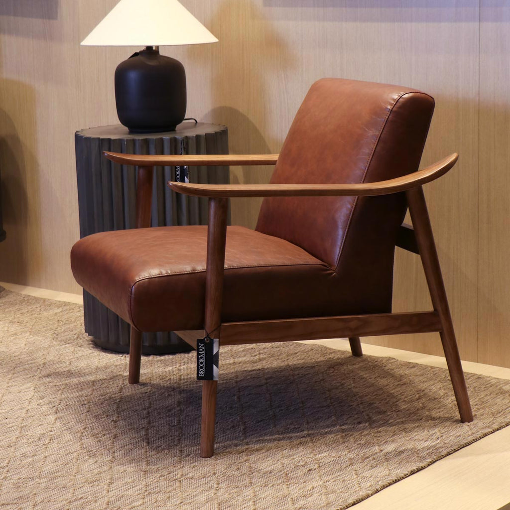 Sitial TURIN eco cuero Marrón madera NOGAL 76 x 72 x 67cm