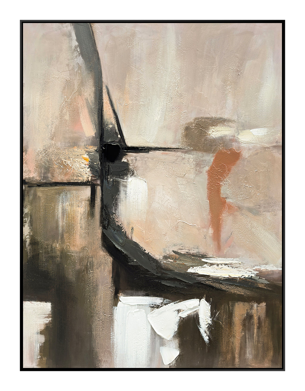 Oleo "La Laiterie" Pintado a Mano sobre Canvas con Marco Negro 90 x 120 cm (Llegada en Octubre)