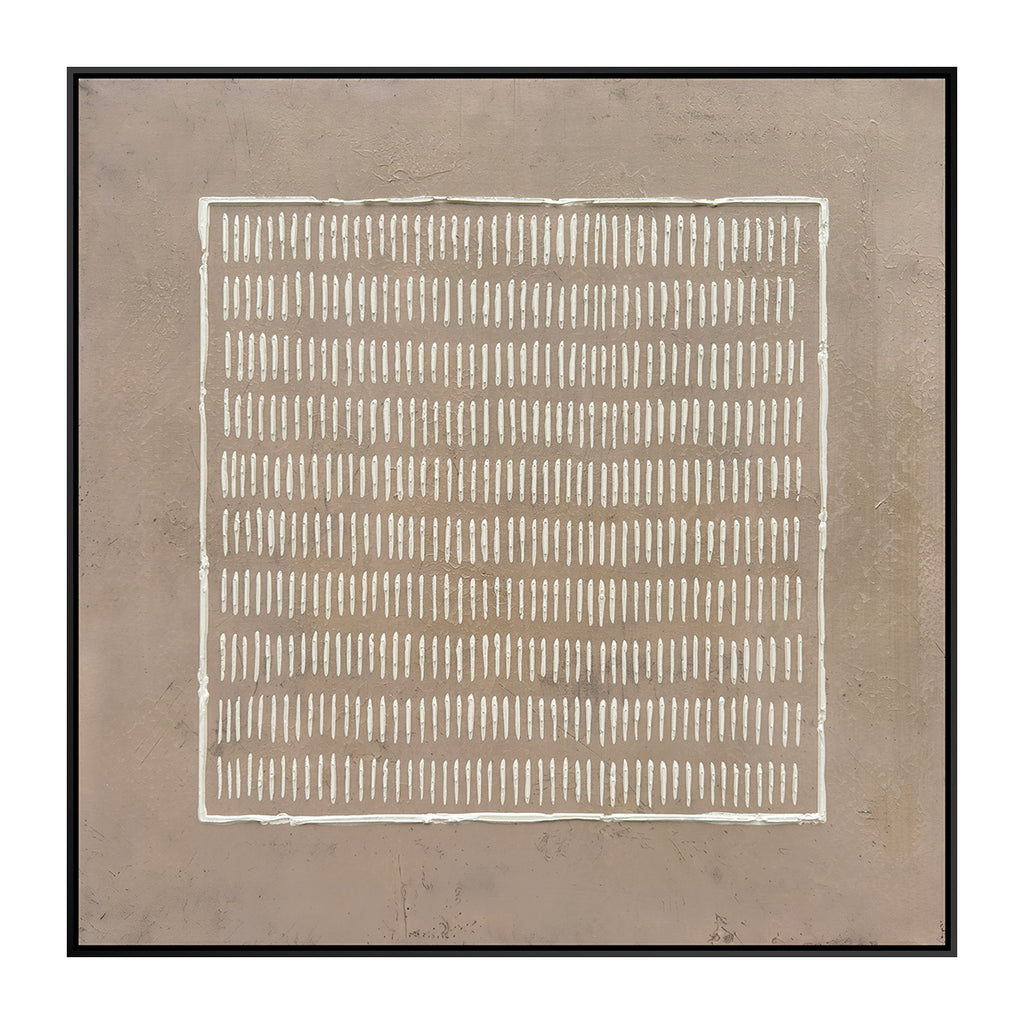 Oleo Texturado "Elementos 2" Pintado a Mano sobre Canvas con Marco Negro 80 x 80 cm (Llegada en Octubre)