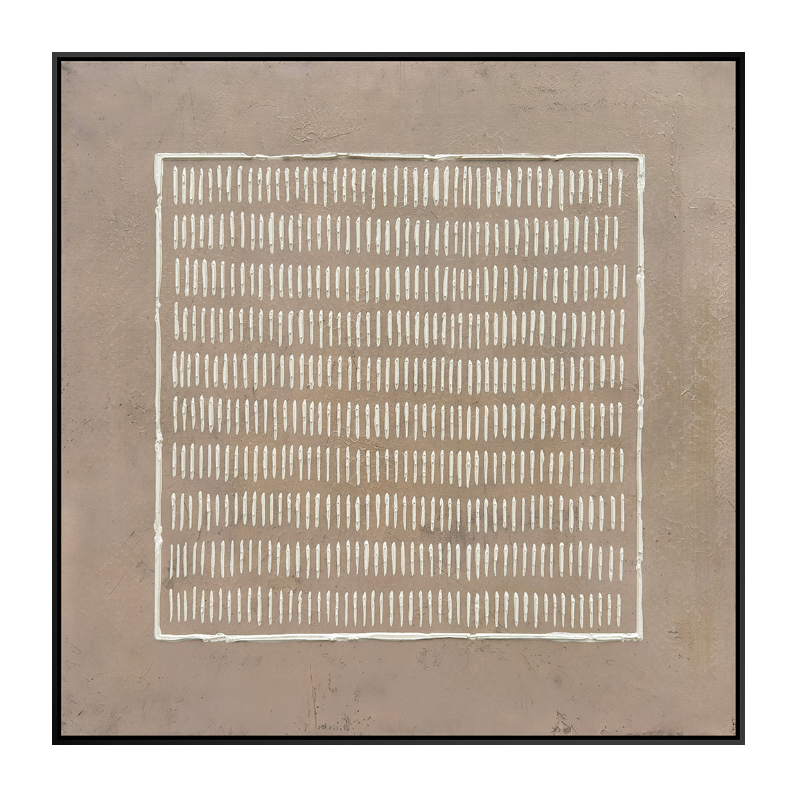 Oleo Texturado "Elementos 2" Pintado a Mano sobre Canvas con Marco Negro 80 x 80 cm (Llegada en Octubre)
