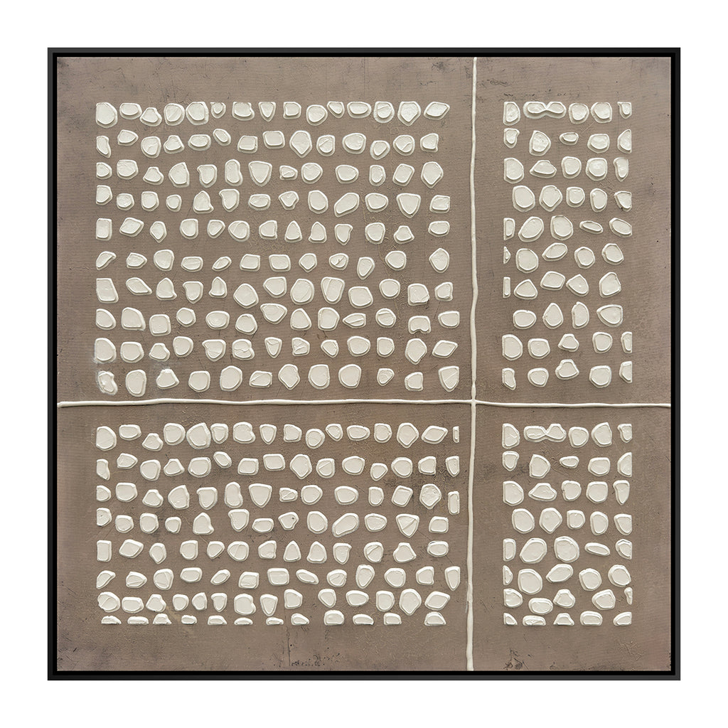 Oleo Texturado "Stampa 1" Pintado a Mano sobre Canvas con Marco Negro 70 x 70 cm (Llegada en Octubre)