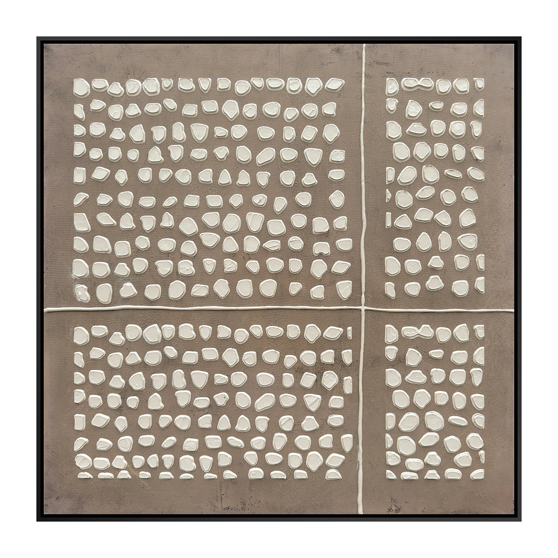 Oleo Texturado "Stampa 1" Pintado a Mano sobre Canvas con Marco Negro 70 x 70 cm (Llegada en Octubre)