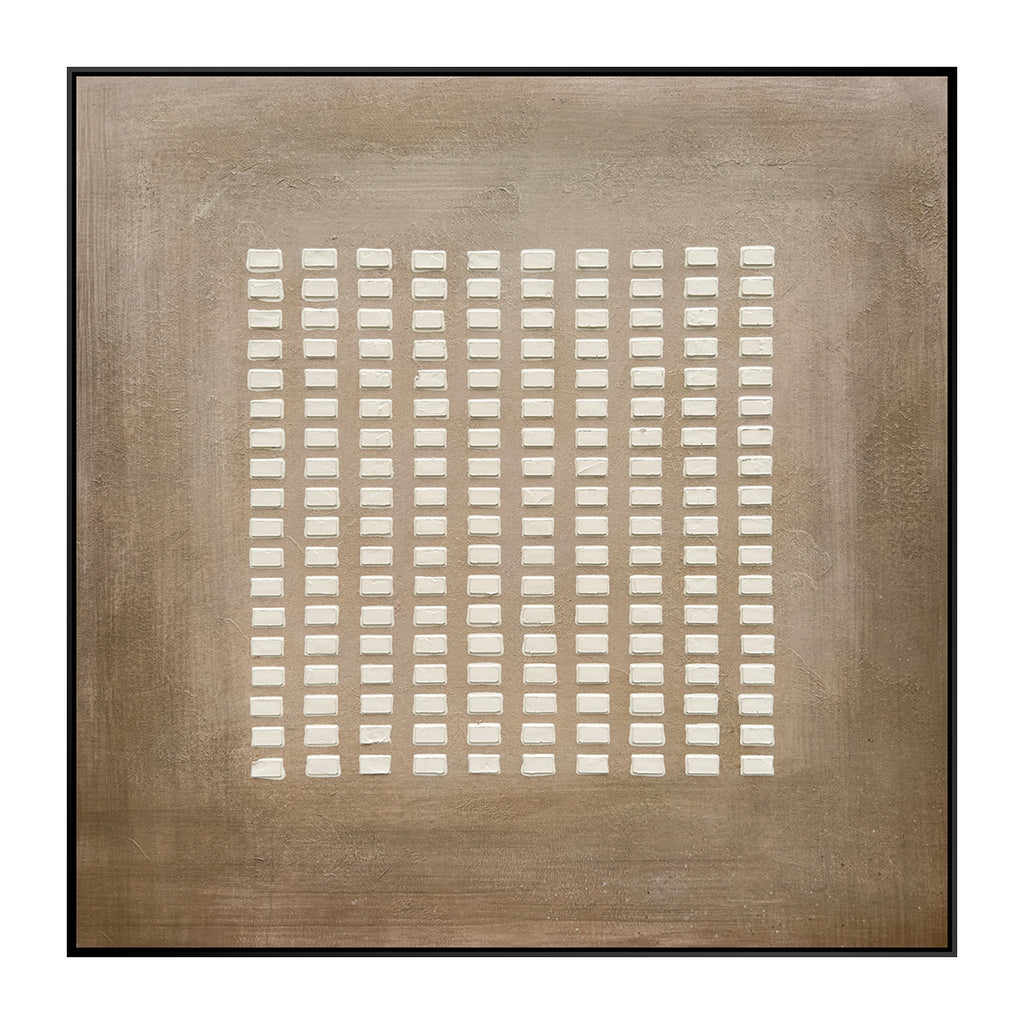 Oleo Texturado "Square" Pintado a Mano sobre Canvas con Marco Negro 100 x 100 cm (Llegada en Octubre)