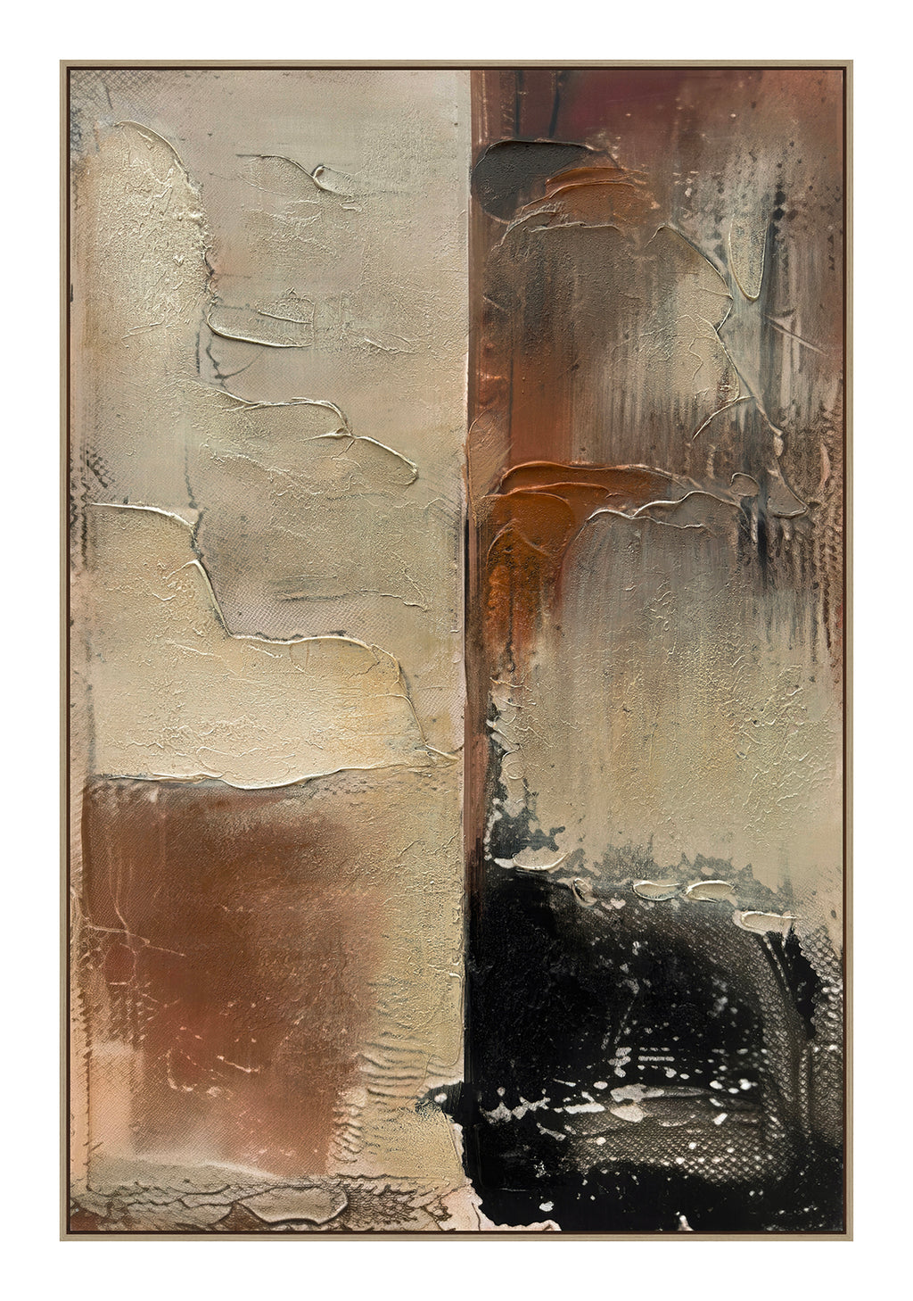 Oleo "Miradas" Pintado a Mano sobre Canvas con Marco Roble 80 x 120 cm (Llegada en Octubre)