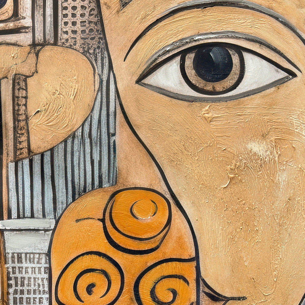 Cuadro "Lia" Pintado a Mano sobre Canvas Marco Negro 80 x 120 cm (Llegada en Octubre)