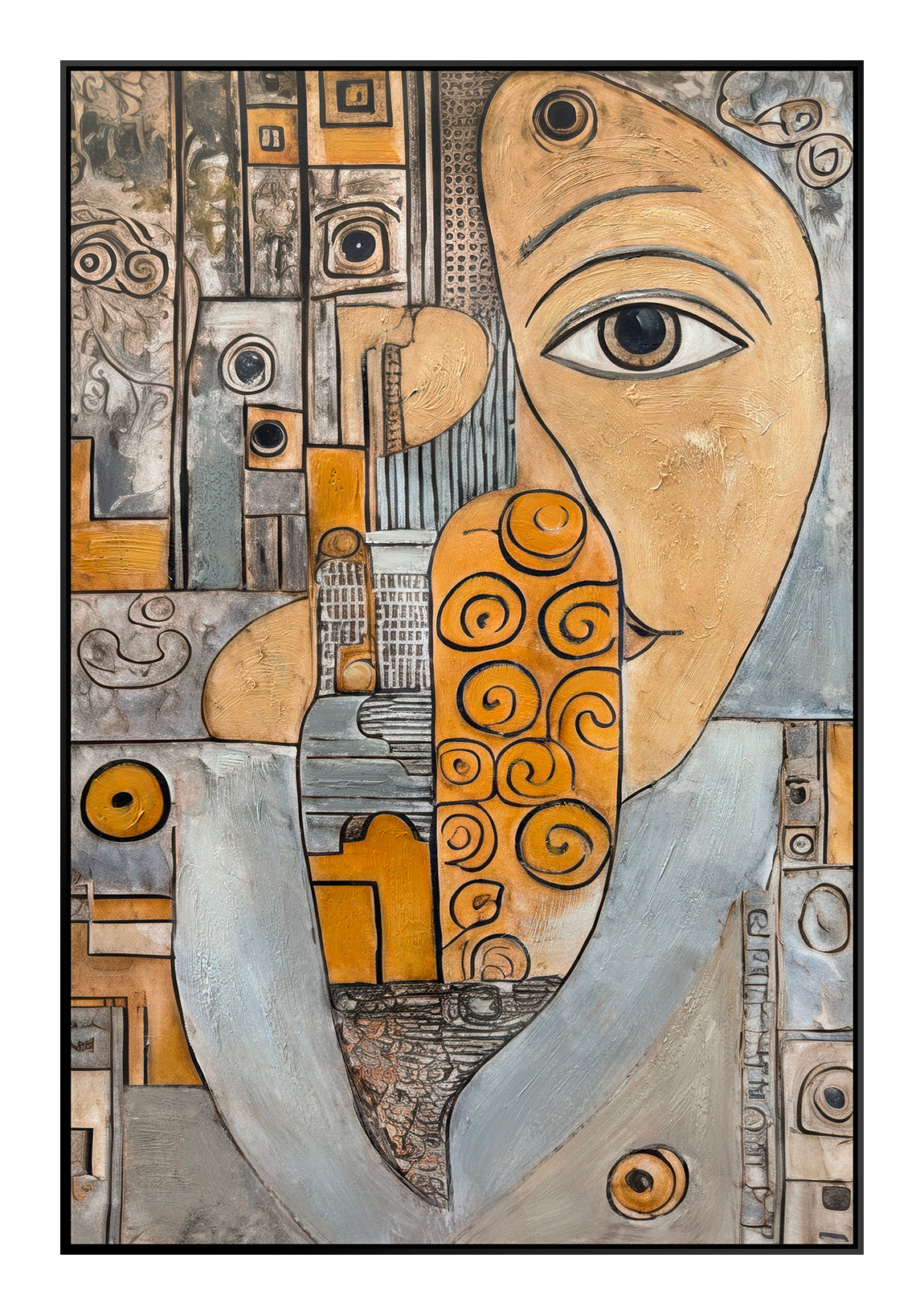 Cuadro "Lia" Pintado a Mano sobre Canvas Marco Negro 80 x 120 cm (Llegada en Octubre)