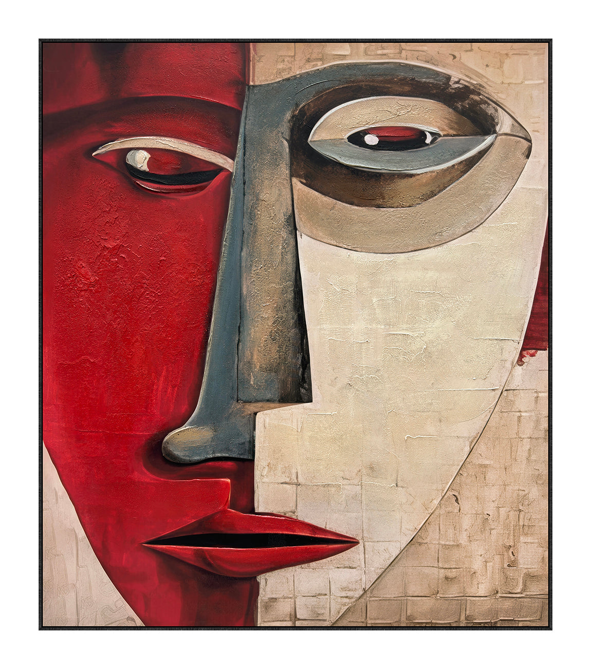 Cuadro "Alberta" Pintado a Mano sobre Canvas Marco Negro 130 x 150 cm (Llegada en Octubre)