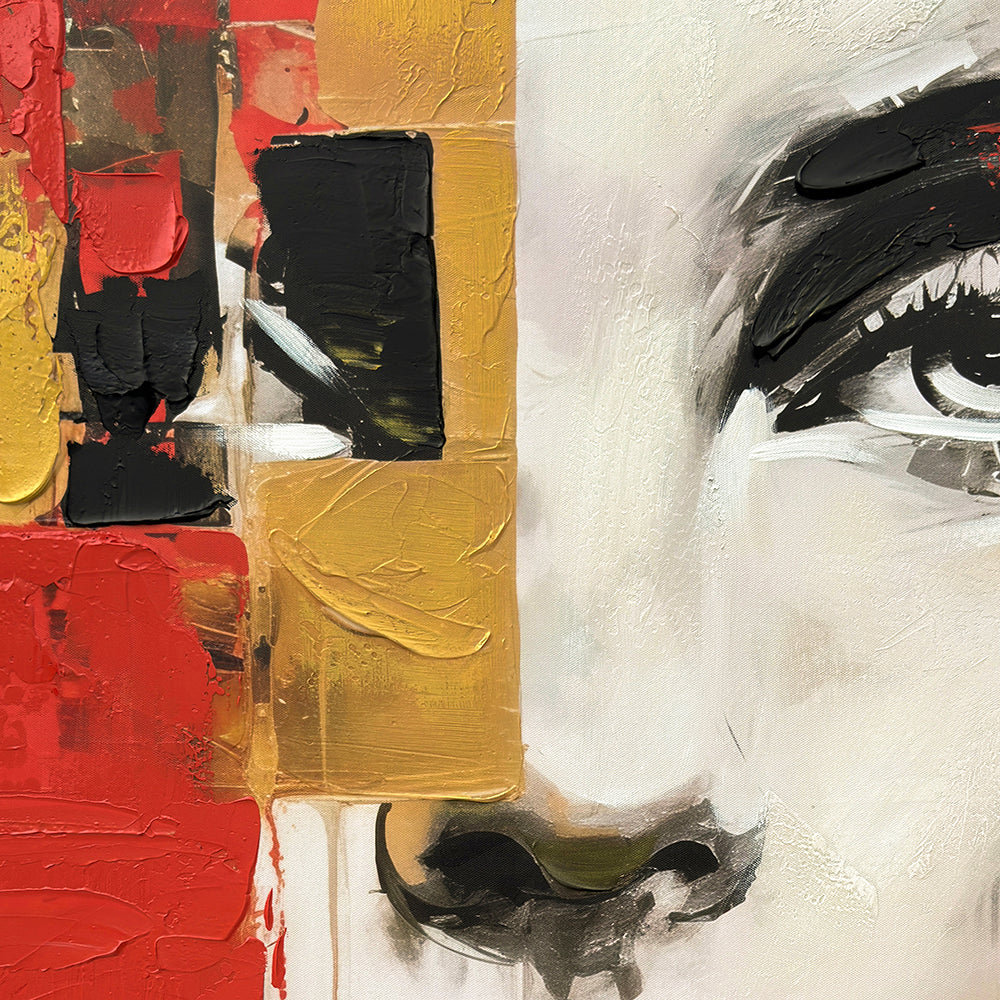 Cuadro "Paula" Pintado a Mano sobre Canvas con Marco Negro 80 x 120 cm (Llegada en Octubre)