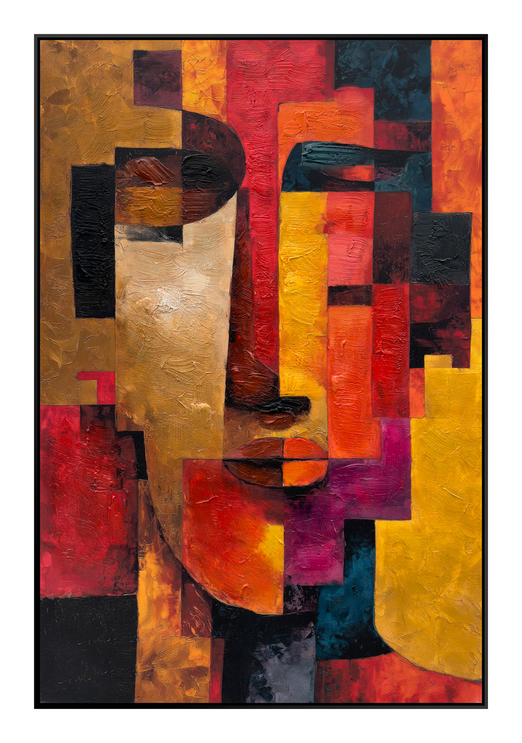 Cuadro "Genoveva" Pintado a Mano sobre Canvas con Marco Negro 80 x 120 cm (Llegada en Octubre)