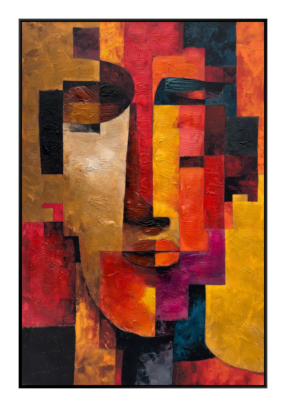 Cuadro "Genoveva" Pintado a Mano sobre Canvas con Marco Negro 80 x 120 cm (Llegada en Octubre)