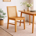 Silla New Naura sin Brazos Madera Fresno Natural y Respaldo de Ratán