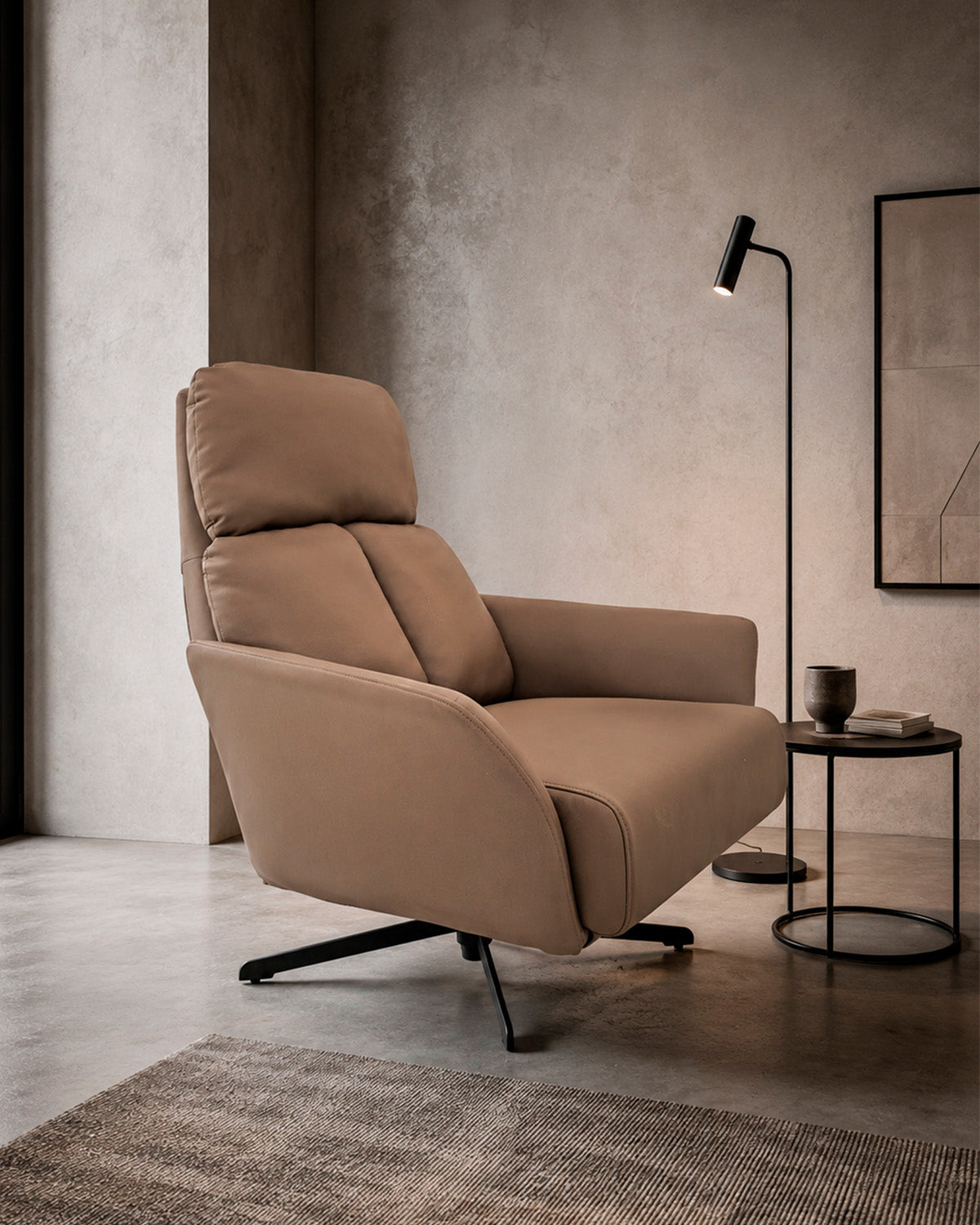 Sillón Giratorio Silverstone – Acero y Eco Cuero Café