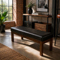 BANQUETA DE CUERO ALPHA PLUS 2C NEGRA 140x44x44