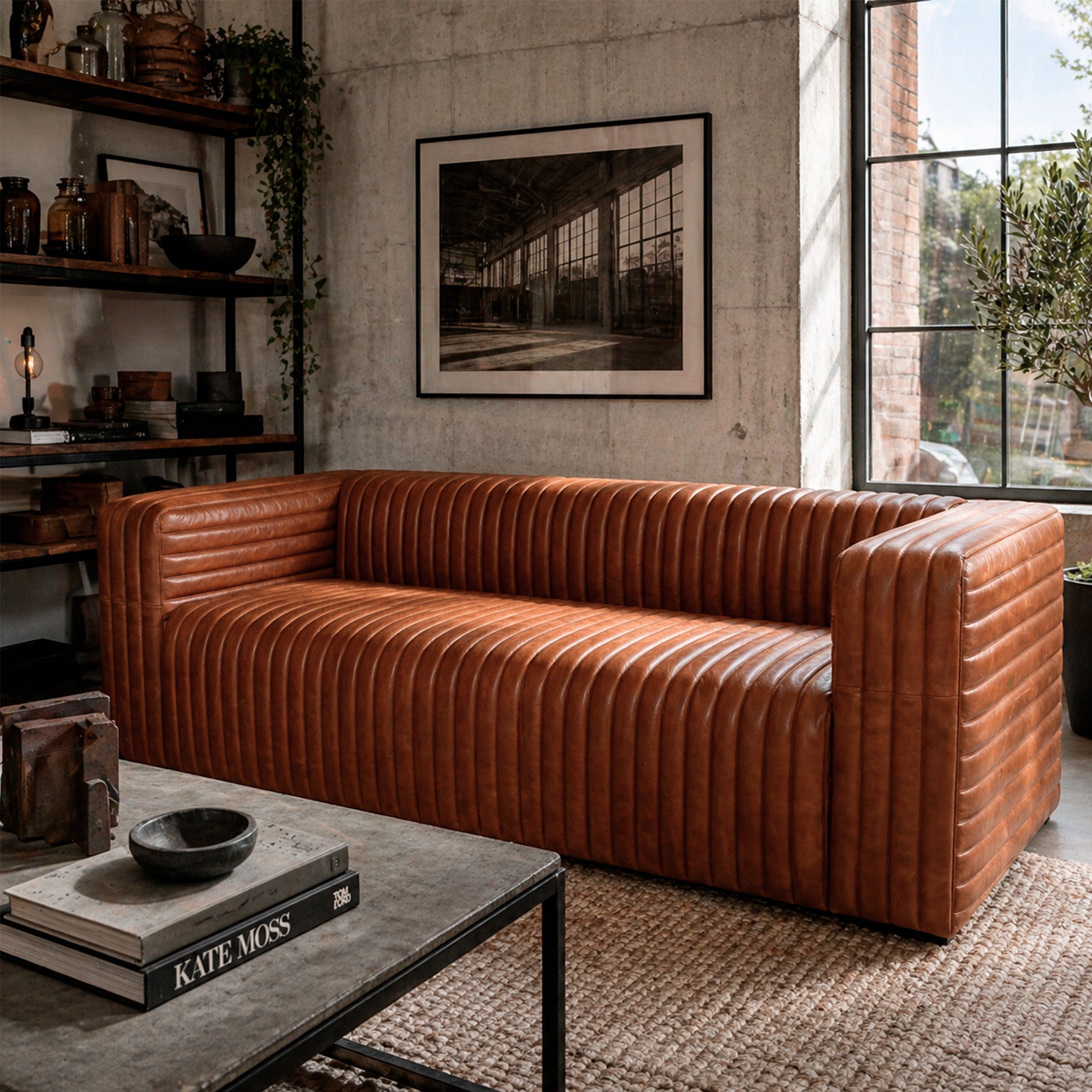SOFA BELMONT CUERO 3C CARAMELO 220X90X70