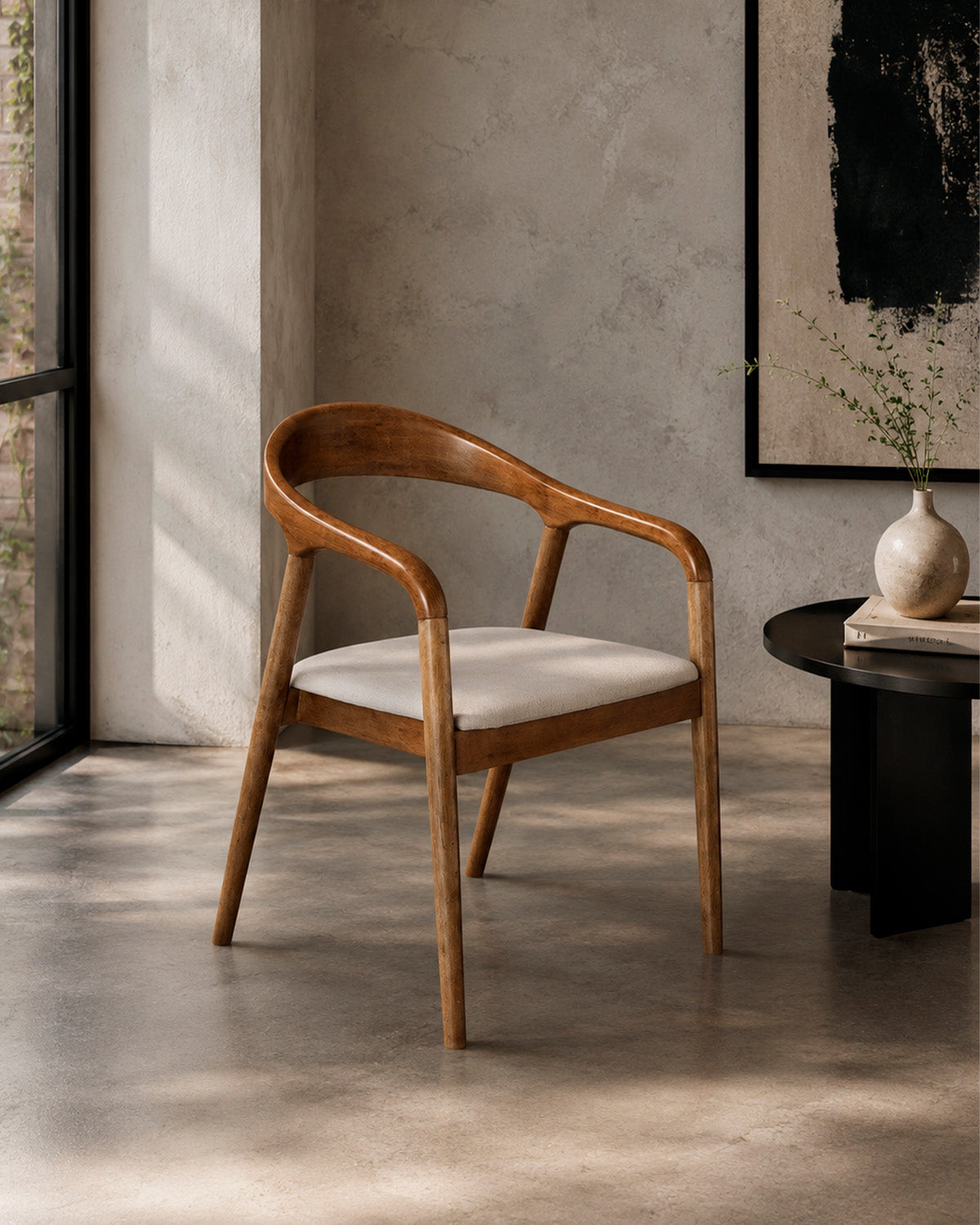 Silla Gyven – Lino y Madera Tono Walnut