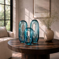 FLORERO VIDRIO OJAL AZUL 112,5X9,5X24