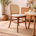 Silla New Kevin Madera de Haya Walnut y Ratán Natural