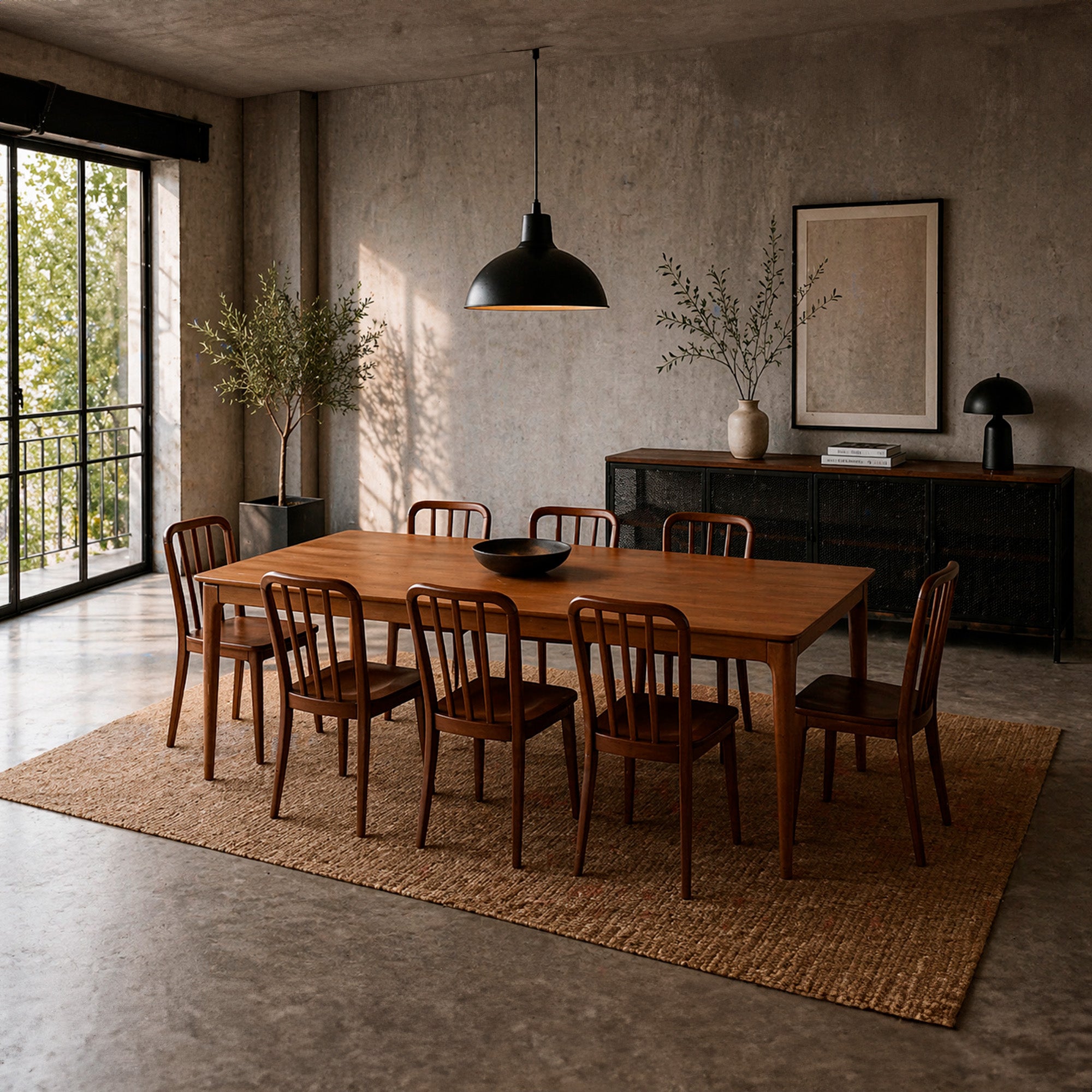 MESA COMEDOR VARSOVIA POLIMADERA PATAS EN MADERA FRESNO WALNUT 150X85X75