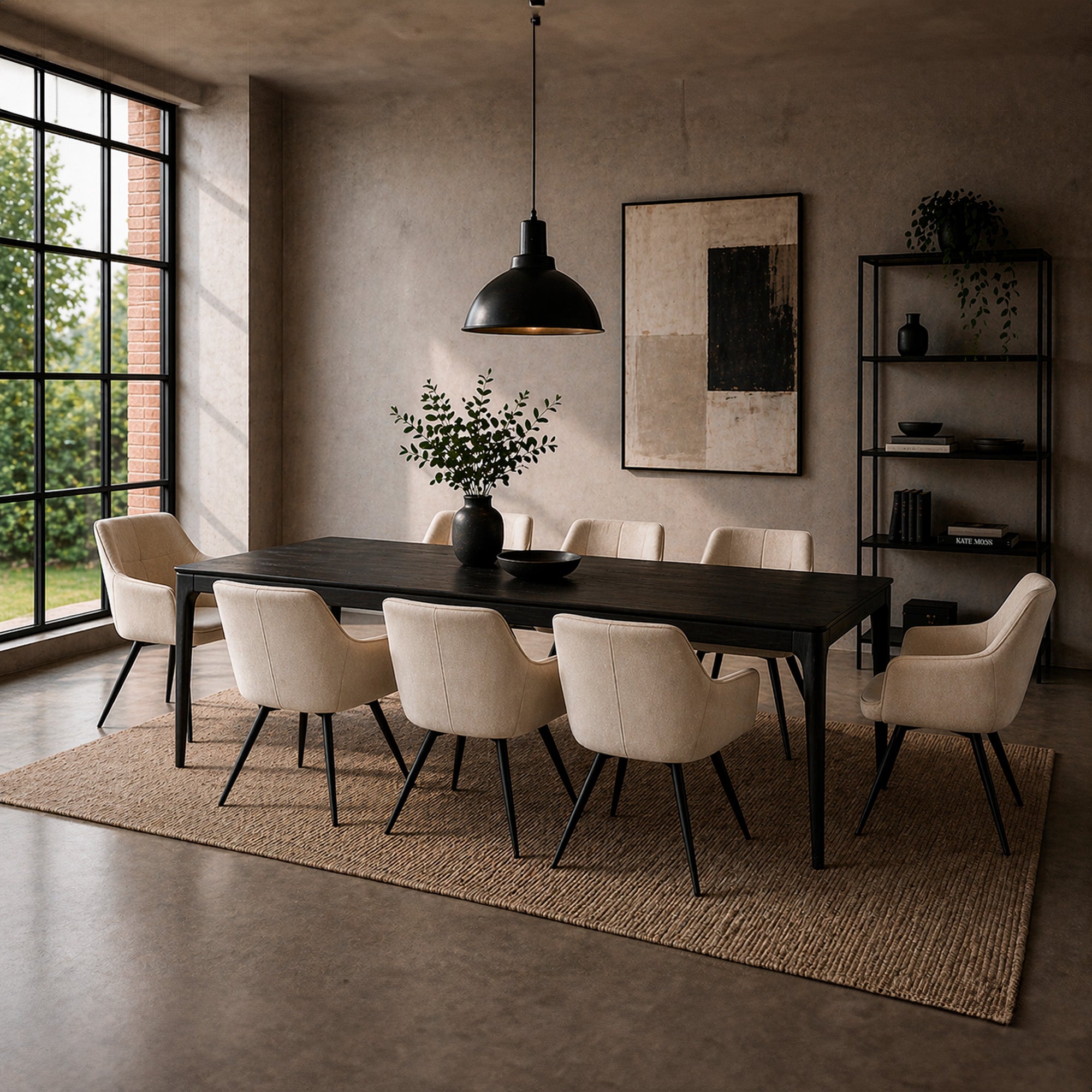 MESA COMEDOR VARSOVIA POLIMADERA PATAS EN MADERA FRESNO NEGRO 150X85X75