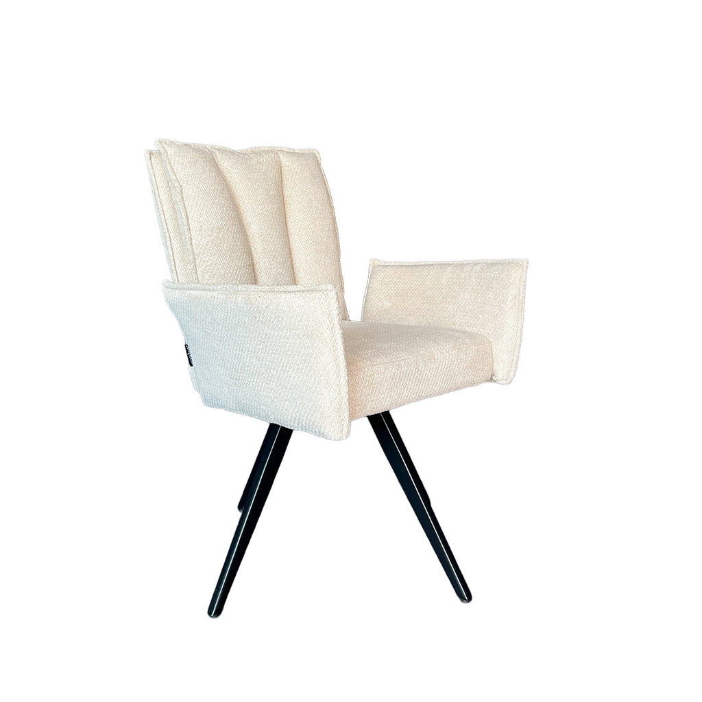 Silla Preston – Tela Beige con Brazos y Base Metálica Giratoria 66 X 63 X 92CM