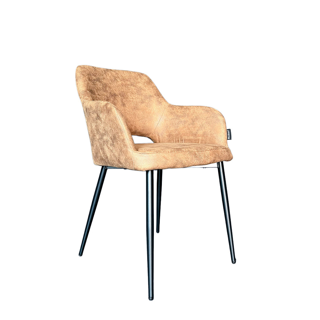 Silla Harry Tela Café Chocolate con Estructura Metálica Negra 62,5 X 58 X 86CM