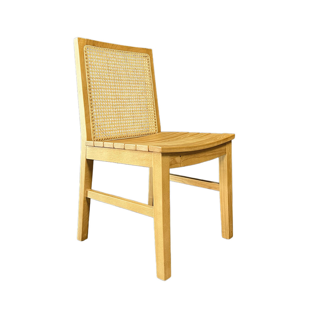Silla New Naura sin Brazos Madera Fresno Natural y Respaldo de Ratán