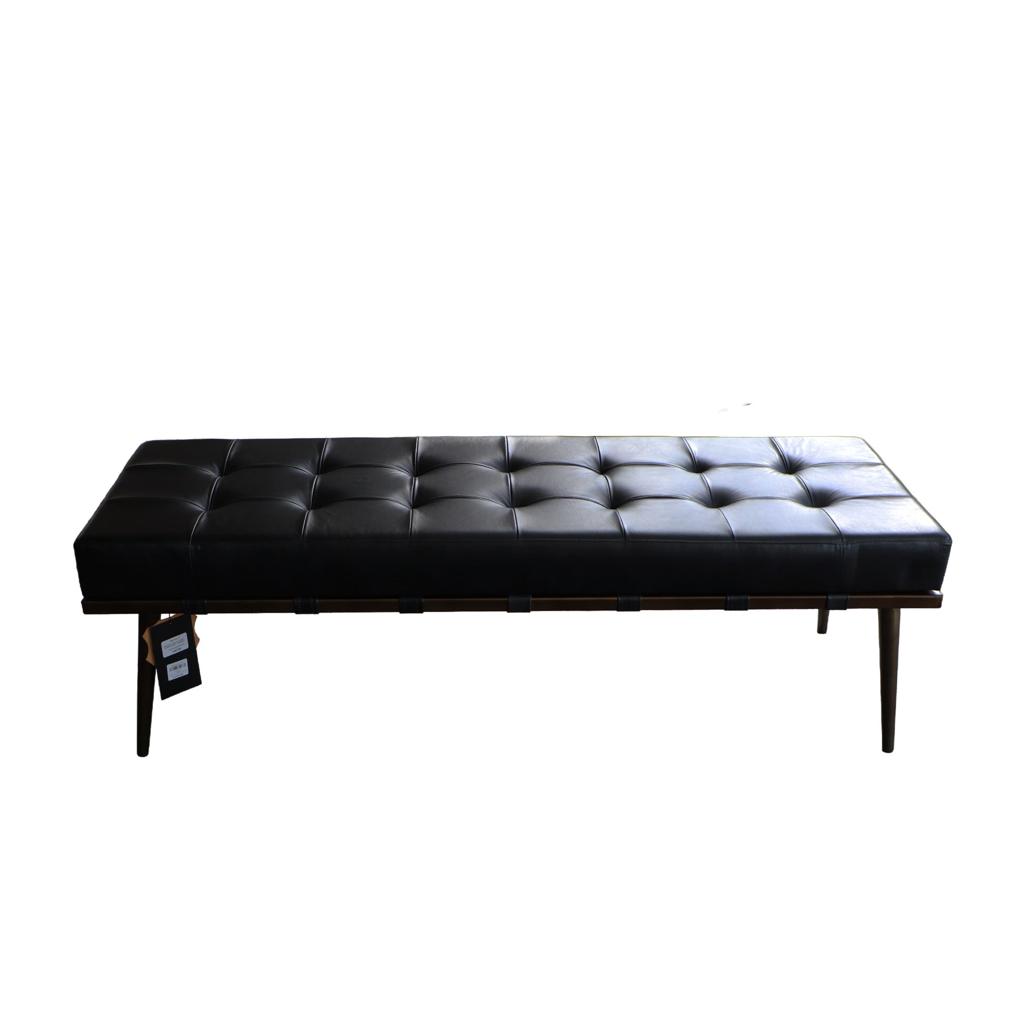 BANQUETA JACQUES CUERO NEGRO ANTIQUE 140X48X44