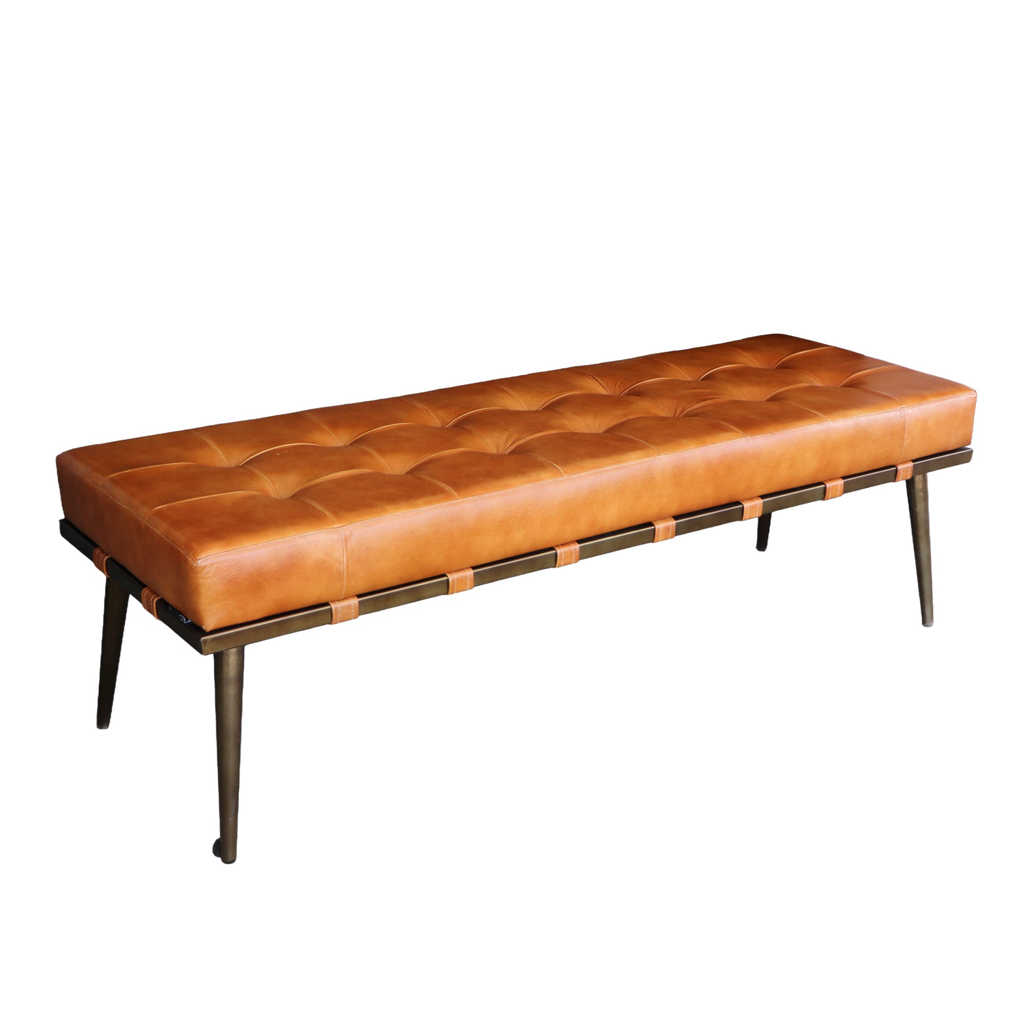 BANQUETA JACQUES CUERO 2C CARAMELO 140X48X44
