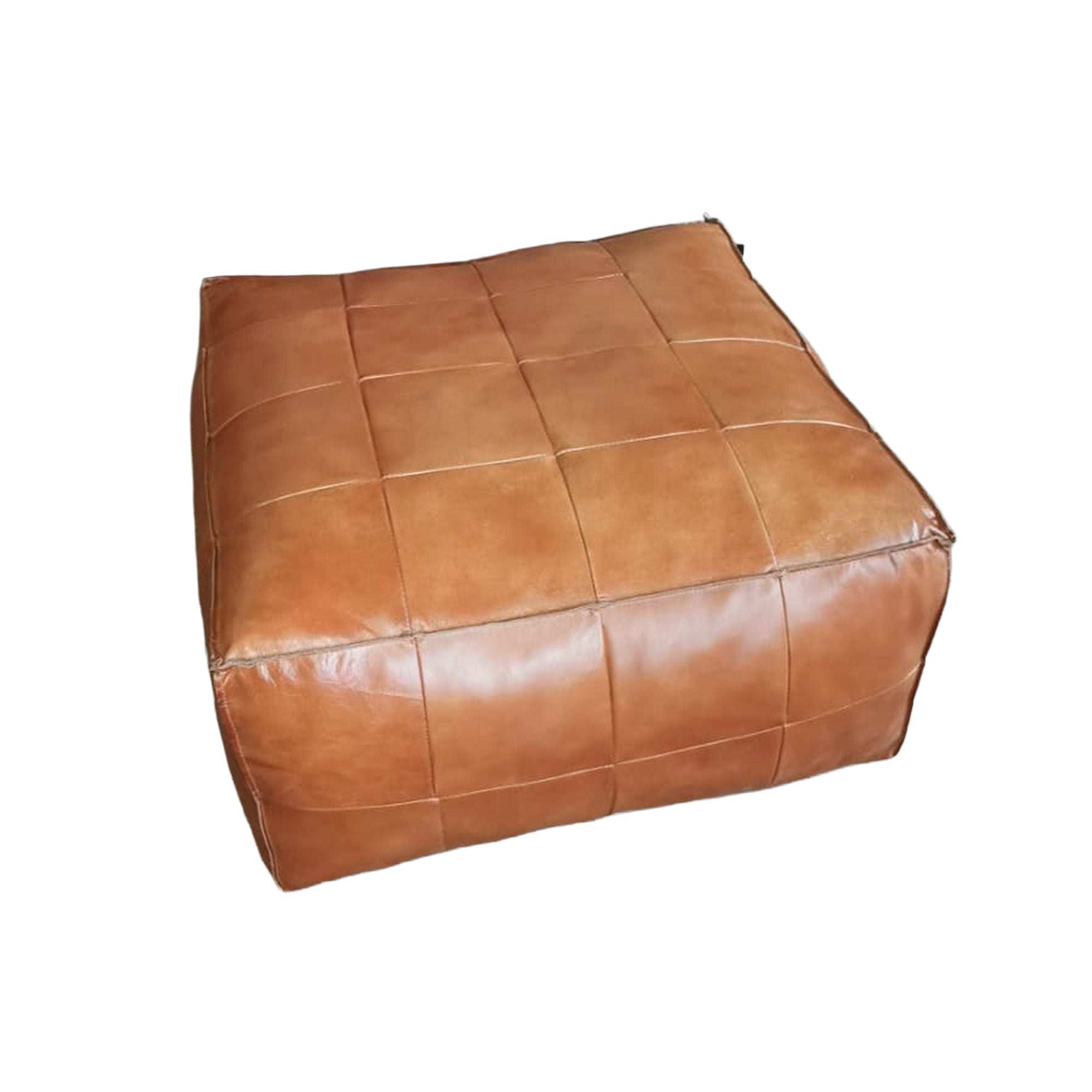 PUFF DE CUERO 65X65X35 COLOR CARAMEL